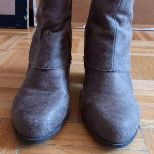 fegalicious heel leather booties, with lace, 7.5M, beige/kaki